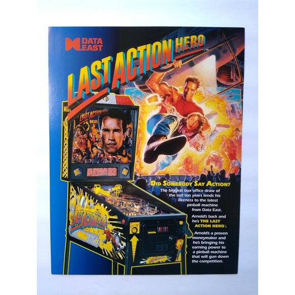 Action Hero Pinball FLYER Unused Vintage Retro Arnold Schwarzenegger 1993 - Picture 4 of 5